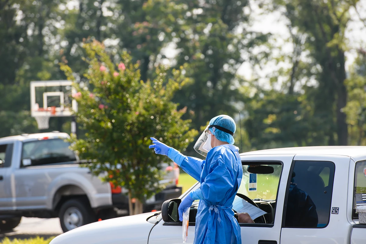 A member of MUSC's testing team at NewSpring in July 2020